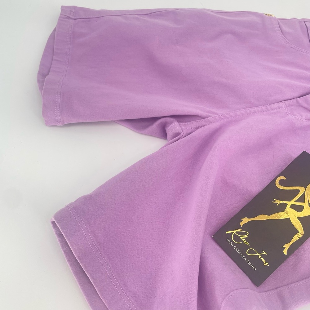 NWT Lavender RHERO Denim Romper With Gold Accents - Picture 7 of 16